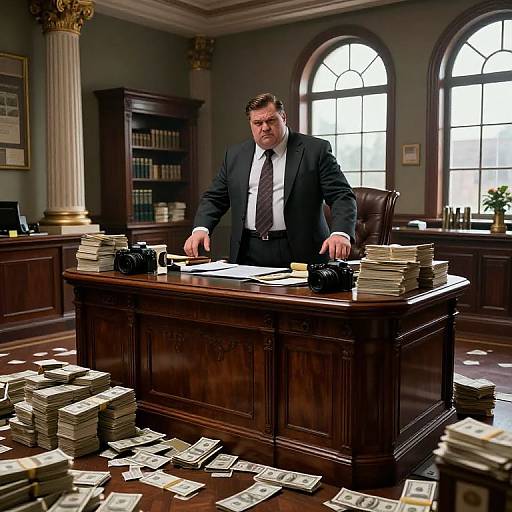 Corrupt Banker in Opulent Bank Office