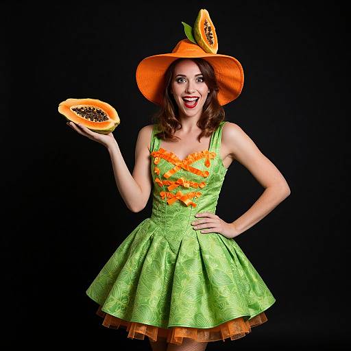 Woman in Papaya Inspired Costume