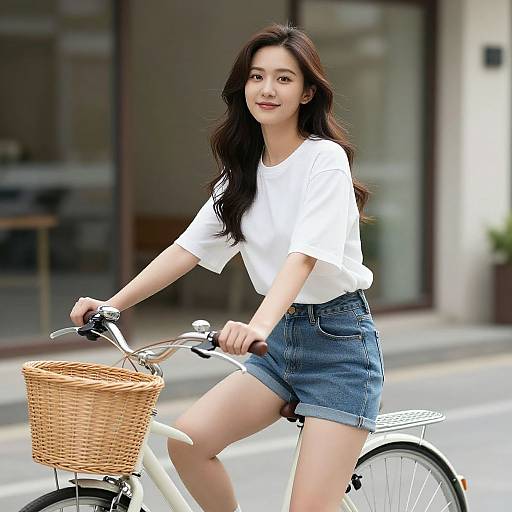 Elegant Young Woman with Bicycle