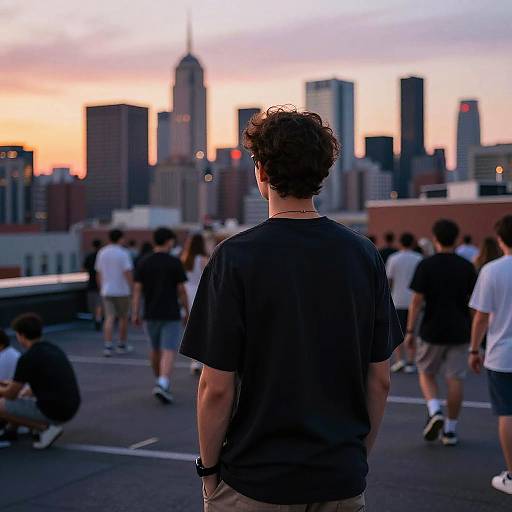 Contemplative Figure on Urban Rooftop