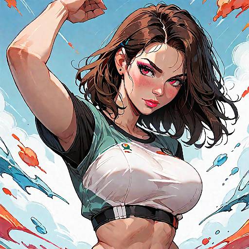 Anime Style Confident Woman in Fighting Pose