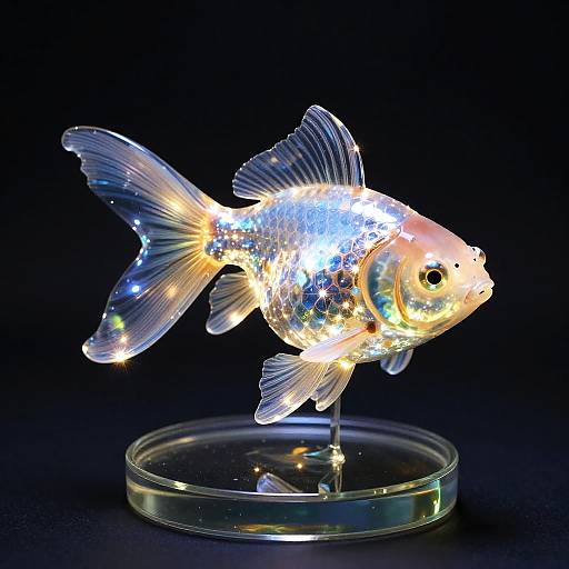 Ethereal Glowing Glass Goldfish Sculpture