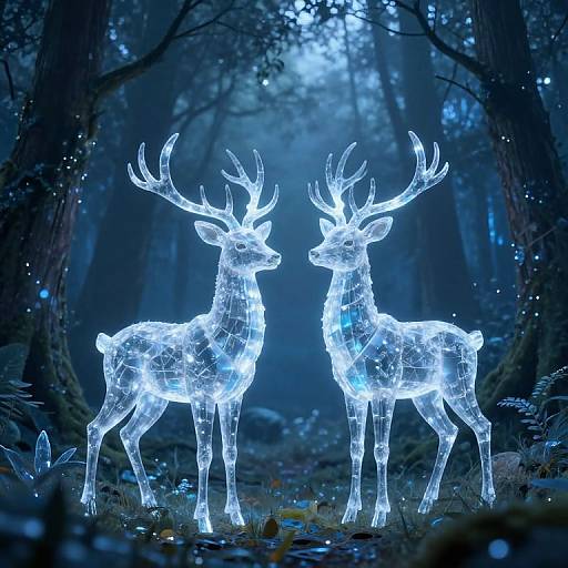 Crystalline Deer in Mystical Forest