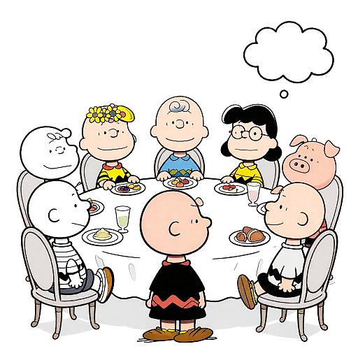 Peanuts Characters Dining Table Illustration