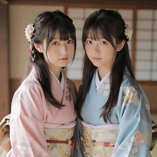 Anime Women in Traditional Kimonos