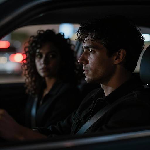 Intense Nighttime Car Silhouette Portrait