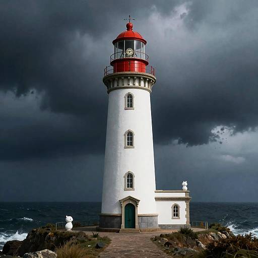 Ancient Lighthouse on Storm-Swept Cliff