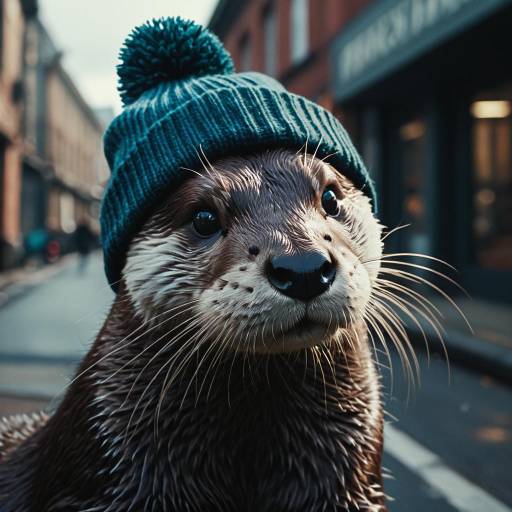Stylish Otter in Beanie - Photorealistic Shot