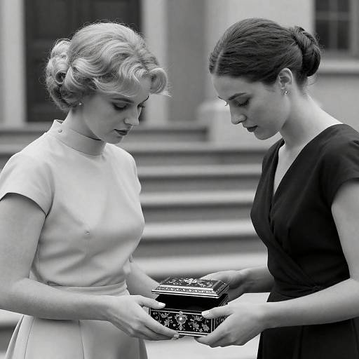 Vintage Style Women Opening Ornate Box