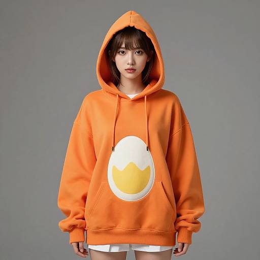 Female Orange Outfit with Egg Hood