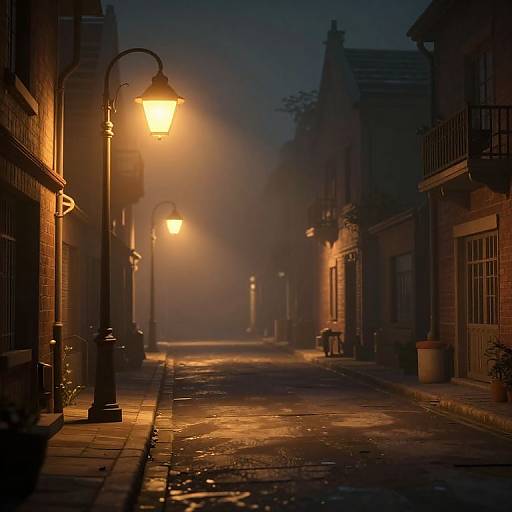 Moody 3D Street Scene with Fog