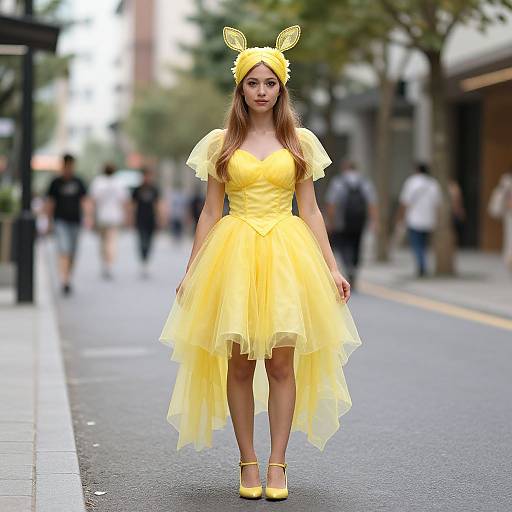 Adult Yellow Fairy Costume on Street