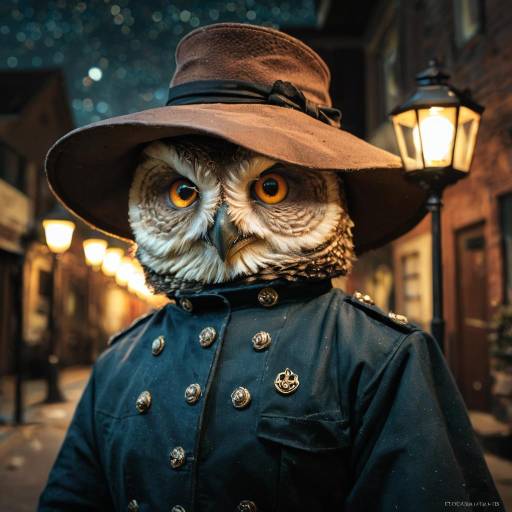 Owl-Human Hybrid Night Watchman Portrait