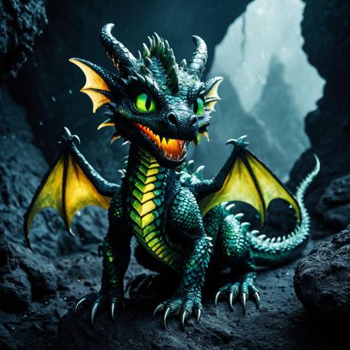 Sinister Baby Dragon in Volcanic Grotto