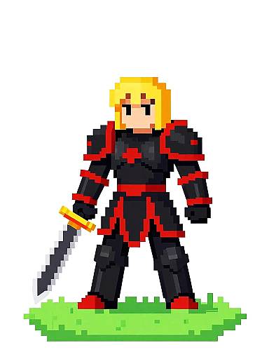 Pixel Art Knight with Infernal Armor