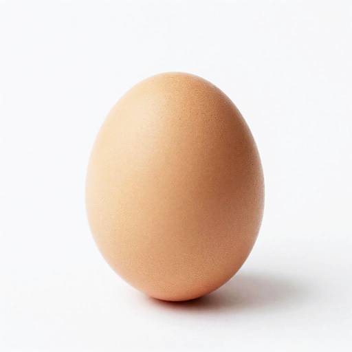 Single Brown Egg on White Background