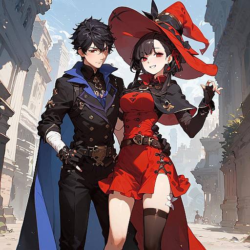 Smiling City Witch in Red Dress