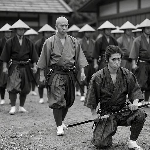 Group of Traditional Japanese Samurai Warriors