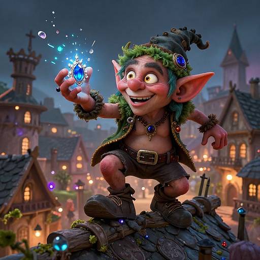 Mischievous Goblin Causing Village Chaos