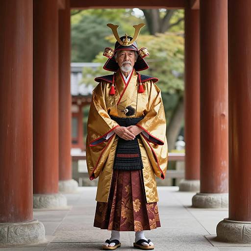 Elderly Samurai in Traditional Attire