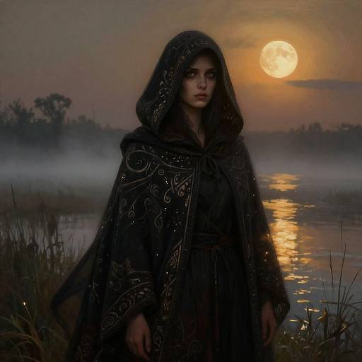 Ultrarealistic Mysterious Hooded Figure