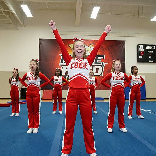 Energetic High School Cheerleading Squad