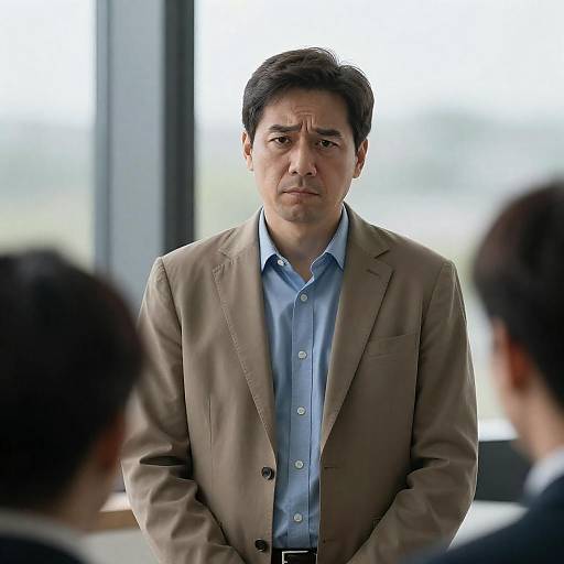Serious Middle-Aged Man in Blurred Setting