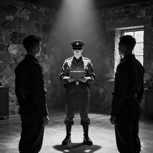 Silhouetted Figures in Dimly Lit Room