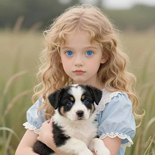 Young Girl and Puppy in Soft Focus