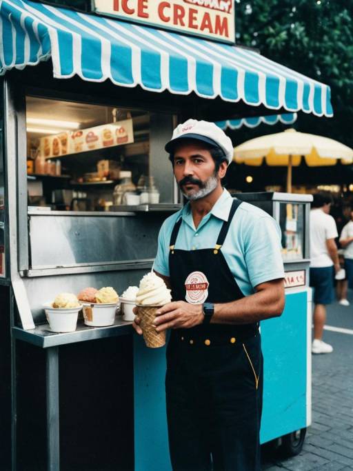 Ice Cream Vendor Serving Cone