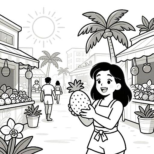 Pop Art Caribbean Market Scene