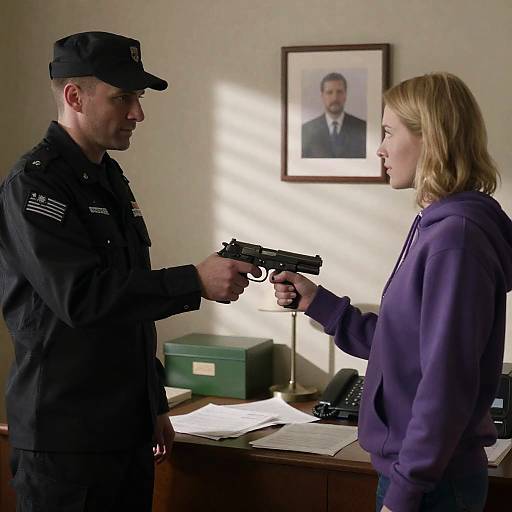 Tense Exchange in Shadowed Room