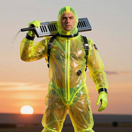Glossy Yellow Latex Space Man