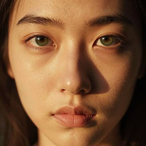 Enigmatic Close-Up Portrait with Bug's-Eye View