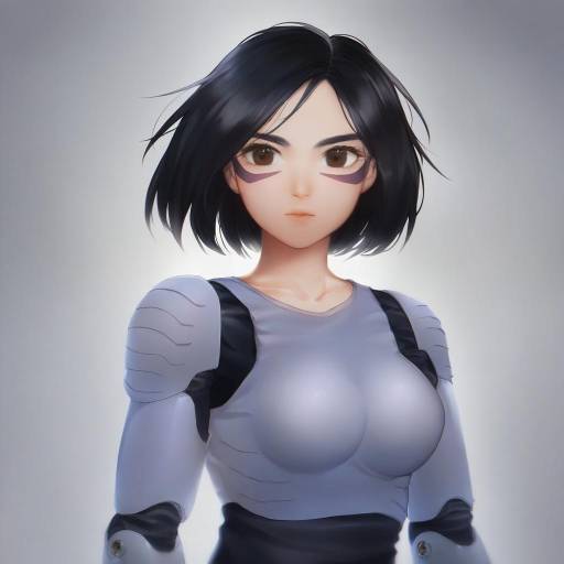 Illustration of Alita, battle angel alita in the style of Yana mori