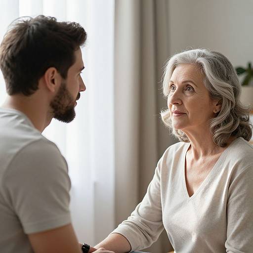Warm Conversation Between Two Generations