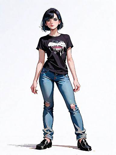 Woman in Casual Streetwear with Skinny Jeans