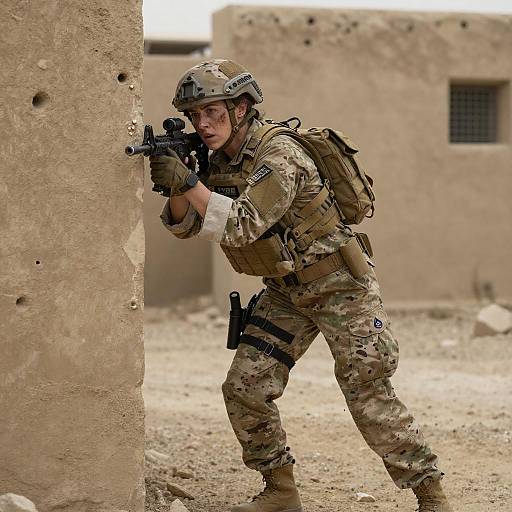 Cinematic Female Special Forces War Photo