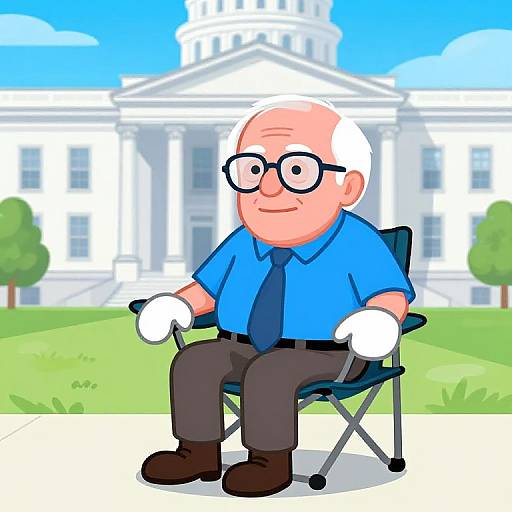 Bernie Sanders Meme Cartoon Illustration