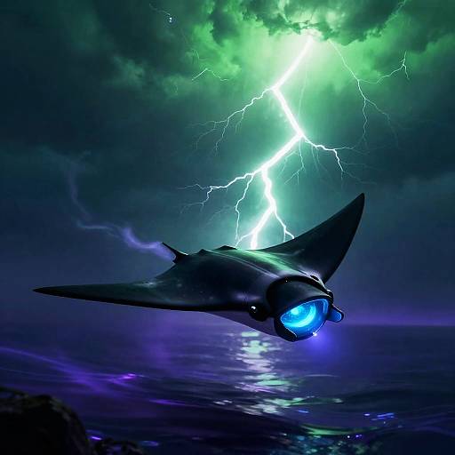 Bioluminescent Manta Ray on Neon Tide