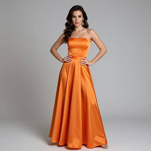 Woman in Orange Satin Skirt