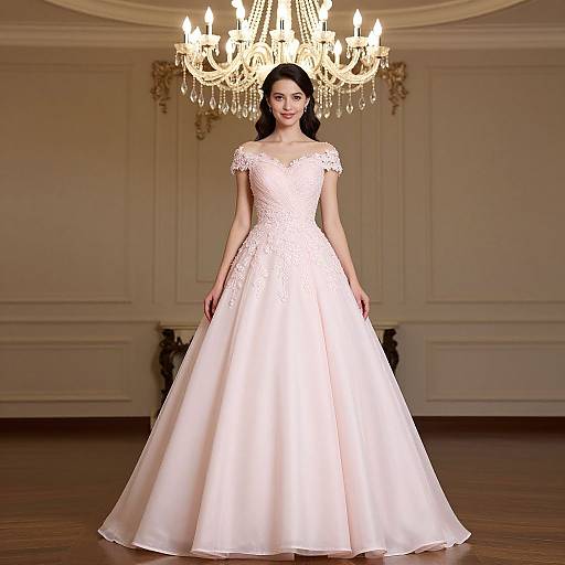 Woman in Pink Wedding Gown