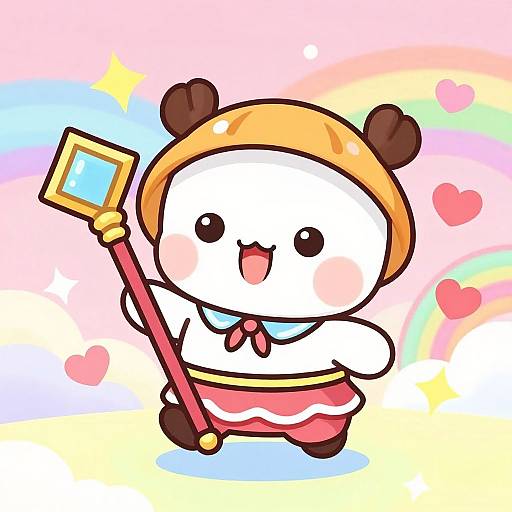 Cute Chibi Anime with Magical Staff
