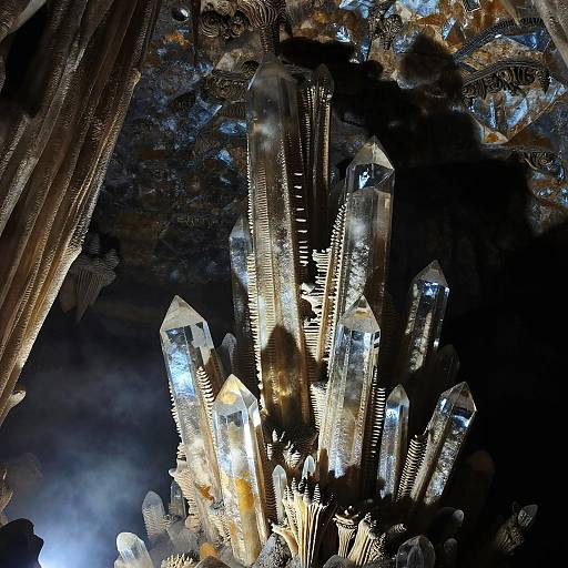 Gothic Limestone Cavern with Crystal Spires