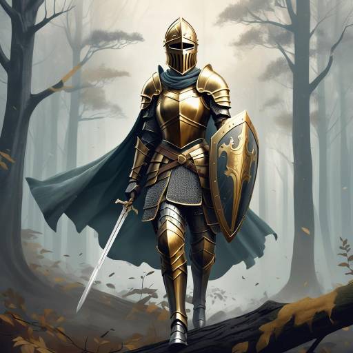 Heroic Knight in a Misty Forest Heroic Knight in a Misty Forest