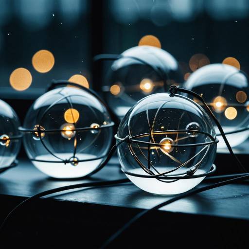 Glass Orbs with Metal Wiring and Bokeh Lights