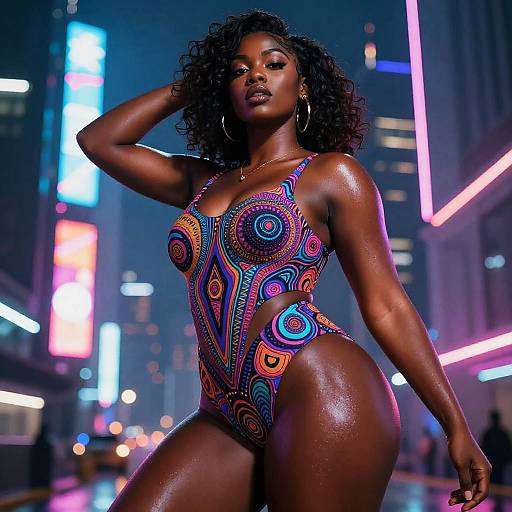 Cyberpunk Curvy Woman Neon Art