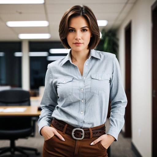 Confident Woman in Casual Office Attire