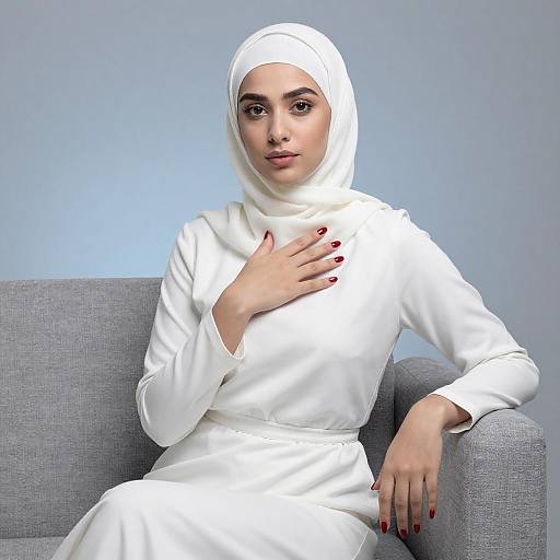 Portrait of Woman in White Hijab