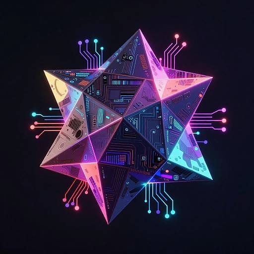 Cyberpunk Geometric Neon Abstract